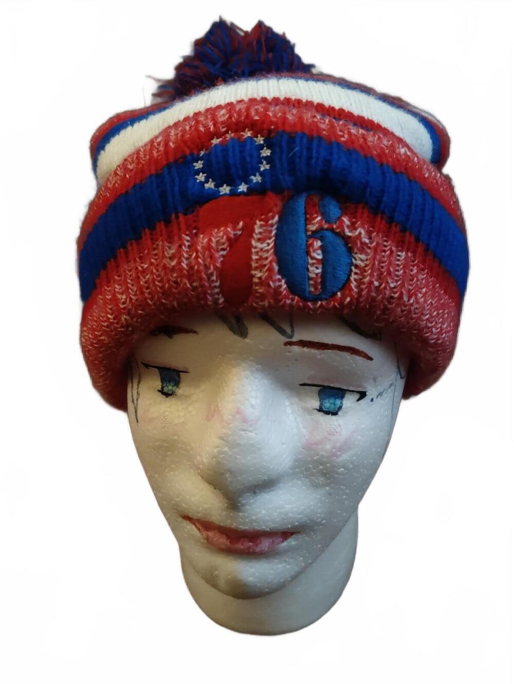Philadelphia 76ers beanie with pom pom - EUC